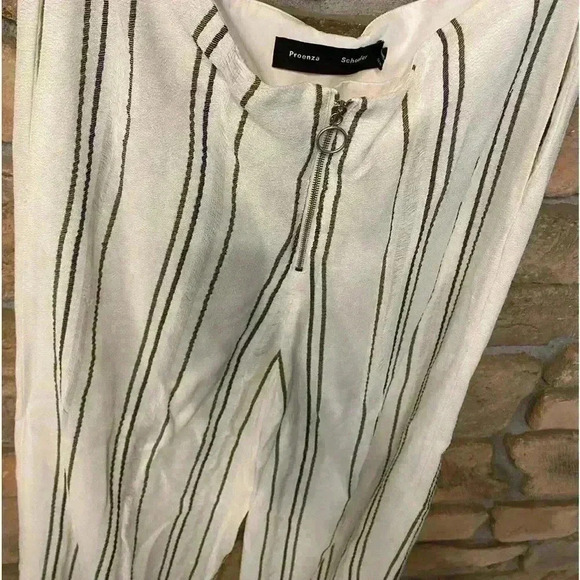 Womens Palazzo Striped Wide Leg Flowing white black pockets Proenza Schouler 6 - Picture 3 of 11